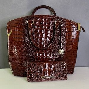 Brahmin Melbourne Collection Satchel Wallet Combo